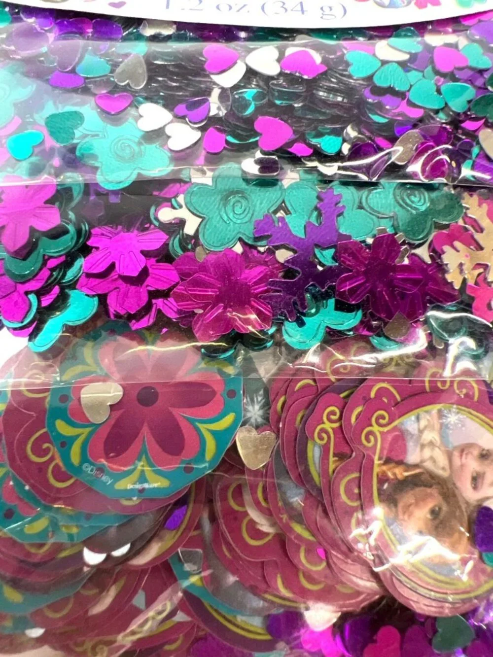 Table Scatter 3 Pkg Disney Frozen Confetti 1.2 Oz Pack - Hearts Snowflakes & Cha